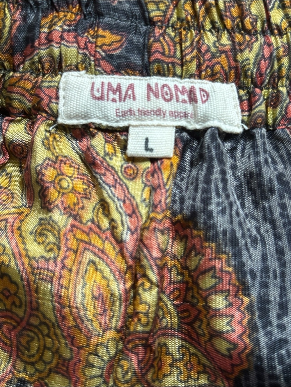 Boho Paisley Maxi Skirt in Saffron and Charcoal - Picture 7 of 7